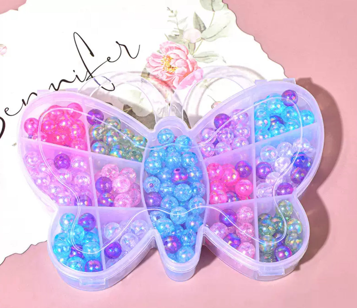 Butterfly Beading DIY Set|Iridescent Bracelet Kit in Fairy Butterfly Case
