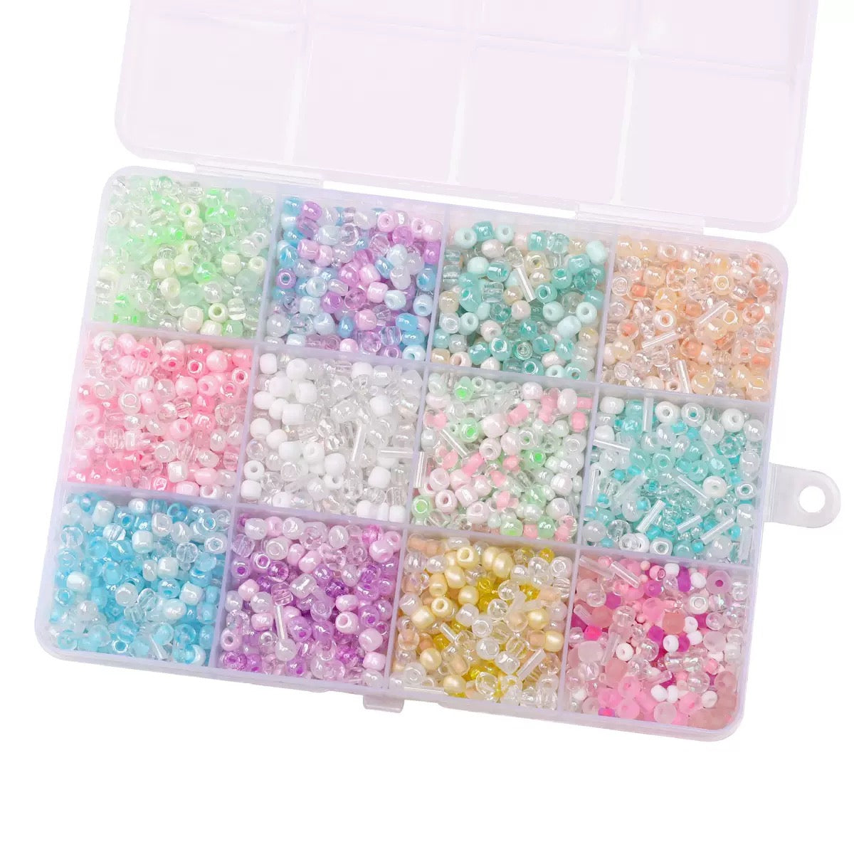 QQWonderland Pastel Glass Seed Beads DIY Set|Kawaii Bracelet & Jewelry Making Kit
