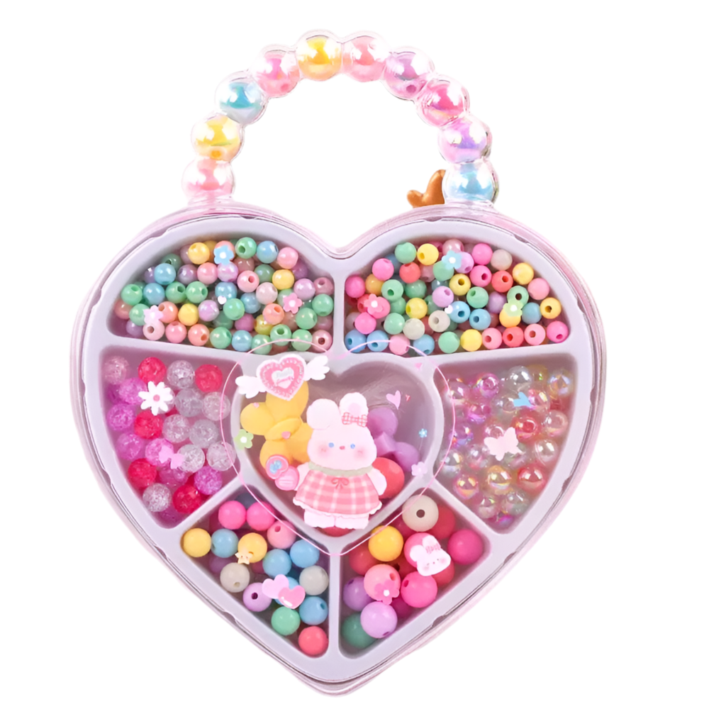 QQWonderland Rainbow Heart Beading DIY Set | Kawaii Bracelet Kit