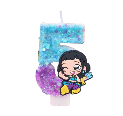 Demon Hunter Zoey Glitter Number Birthday Candle