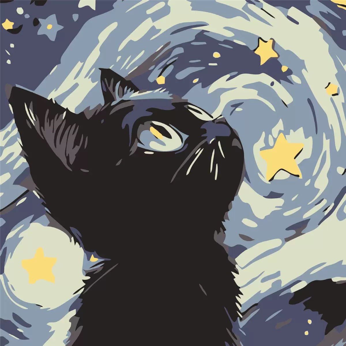 QQWonderland "Starry Dreamer Cat” Numbers Paint Kit (20x20cm)