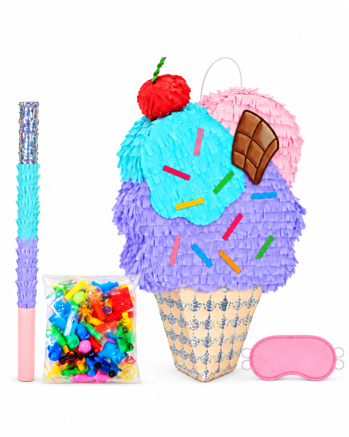 Pastel Ice Cream Cone Piñata Party Set | 粉彩雪糕筒生日派對皮納塔