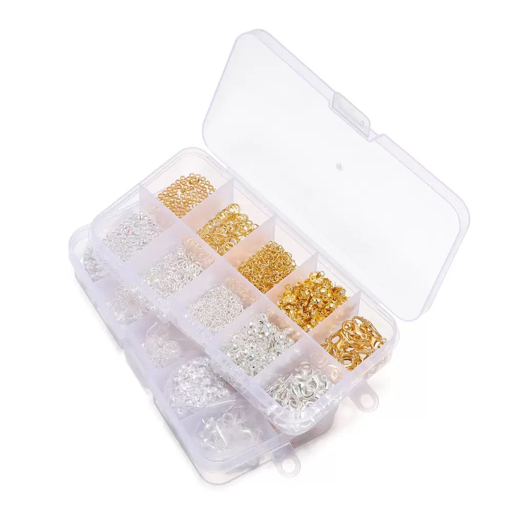 QQWonderland Jewelry Findings DIY Set｜Gold & Silver Charm Accessories Kit for Bracelet & Necklace Making