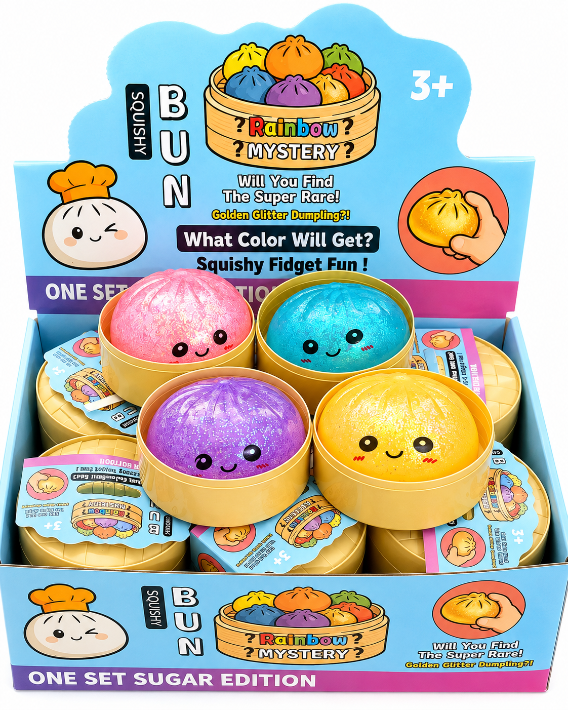 Glitter Mystery Dumpling Squishy | 彩虹盲盒包子捏捏樂