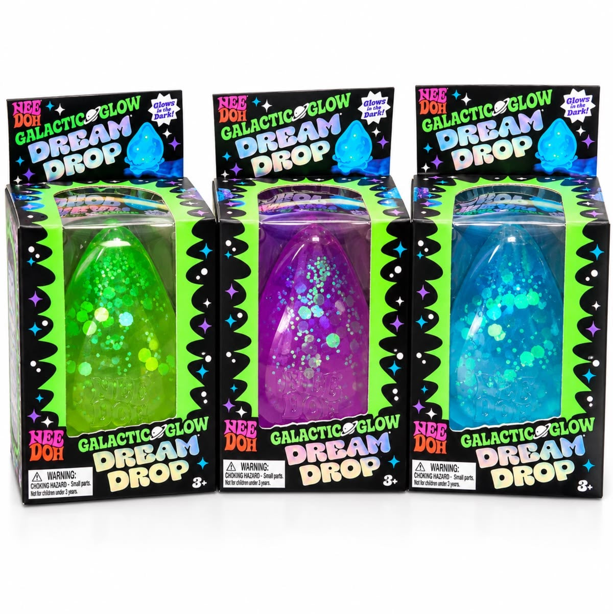 NeeDoh Galactic Glow Dreamdrop Squishy | NeeDoh 夜光閃粉水滴捏捏樂