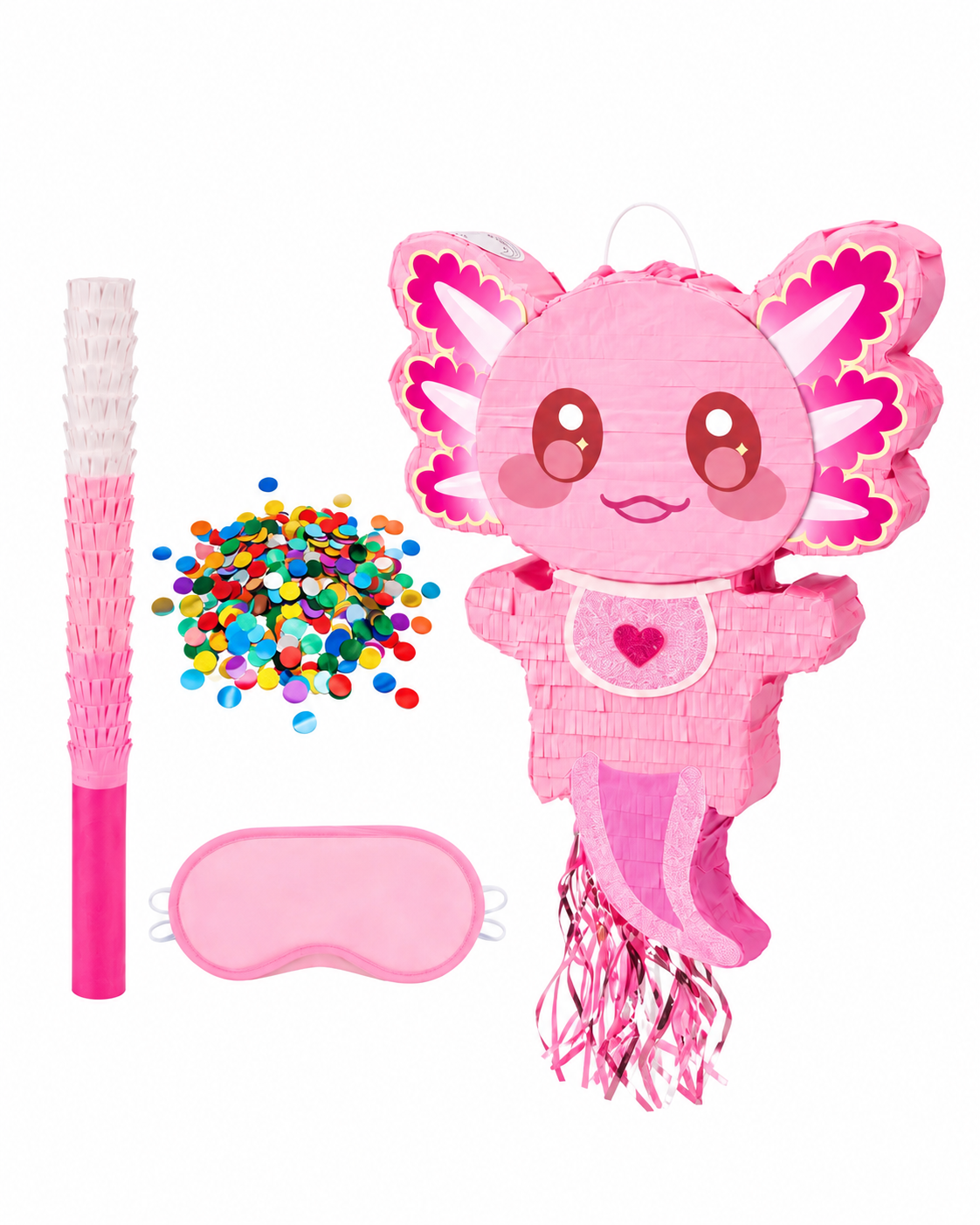 Pink Axolotl Piñata Party Set | 粉紅六角恐龍生日派對皮納塔