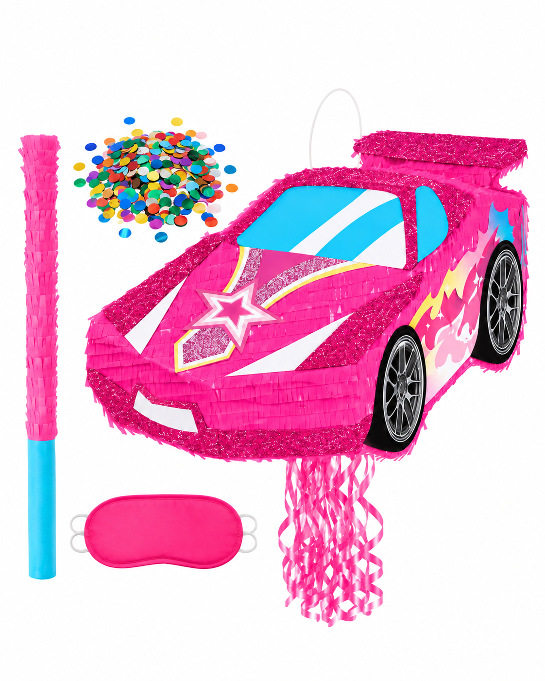 Pink Racing Car Piñata Party Set | 粉紅賽車生日派對皮納塔