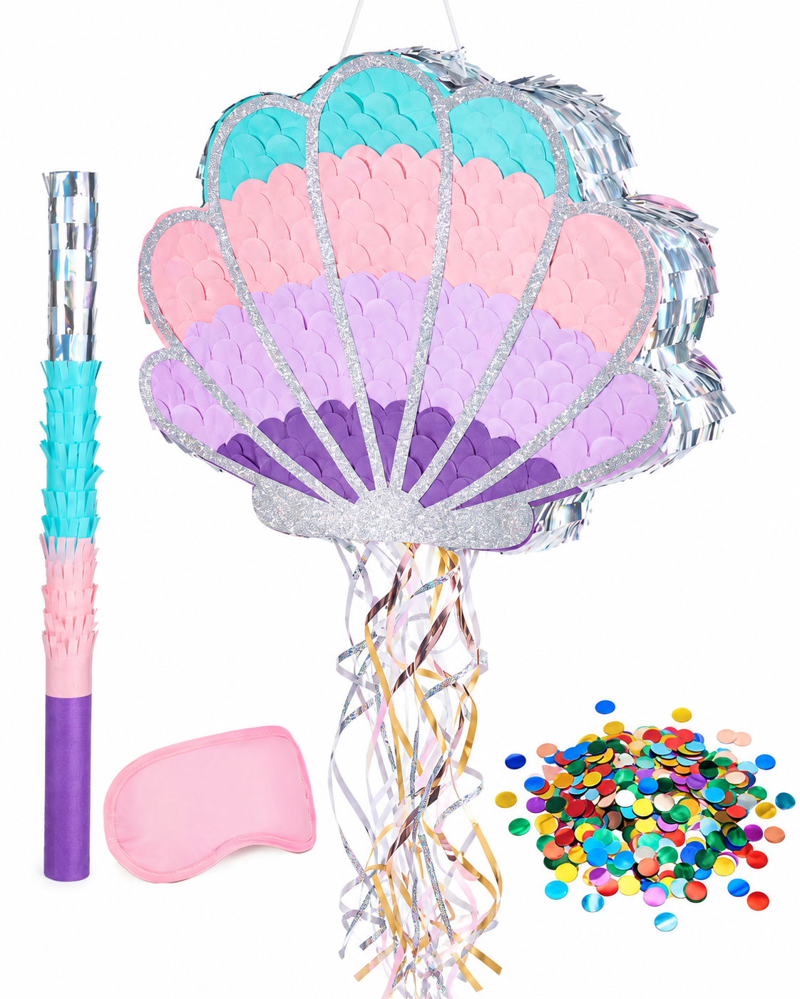 Mermaid Seashell Piñata Party Set | 夢幻美人魚貝殼生日派對皮納塔