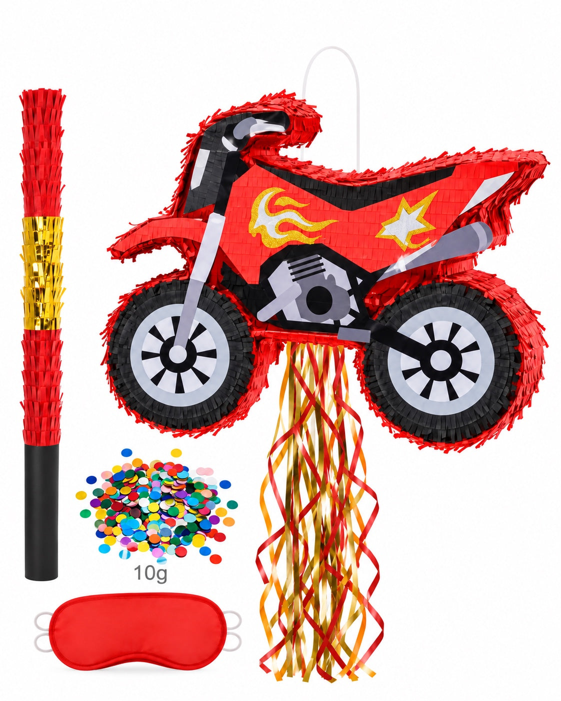 Red Motocross Bike Piñata Party Set | 紅色越野電單車生日派對皮納塔