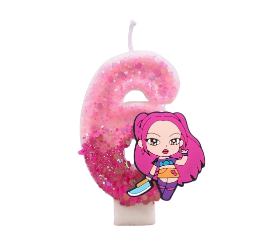 Demon Hunter Abby Glitter Number Birthday Candle